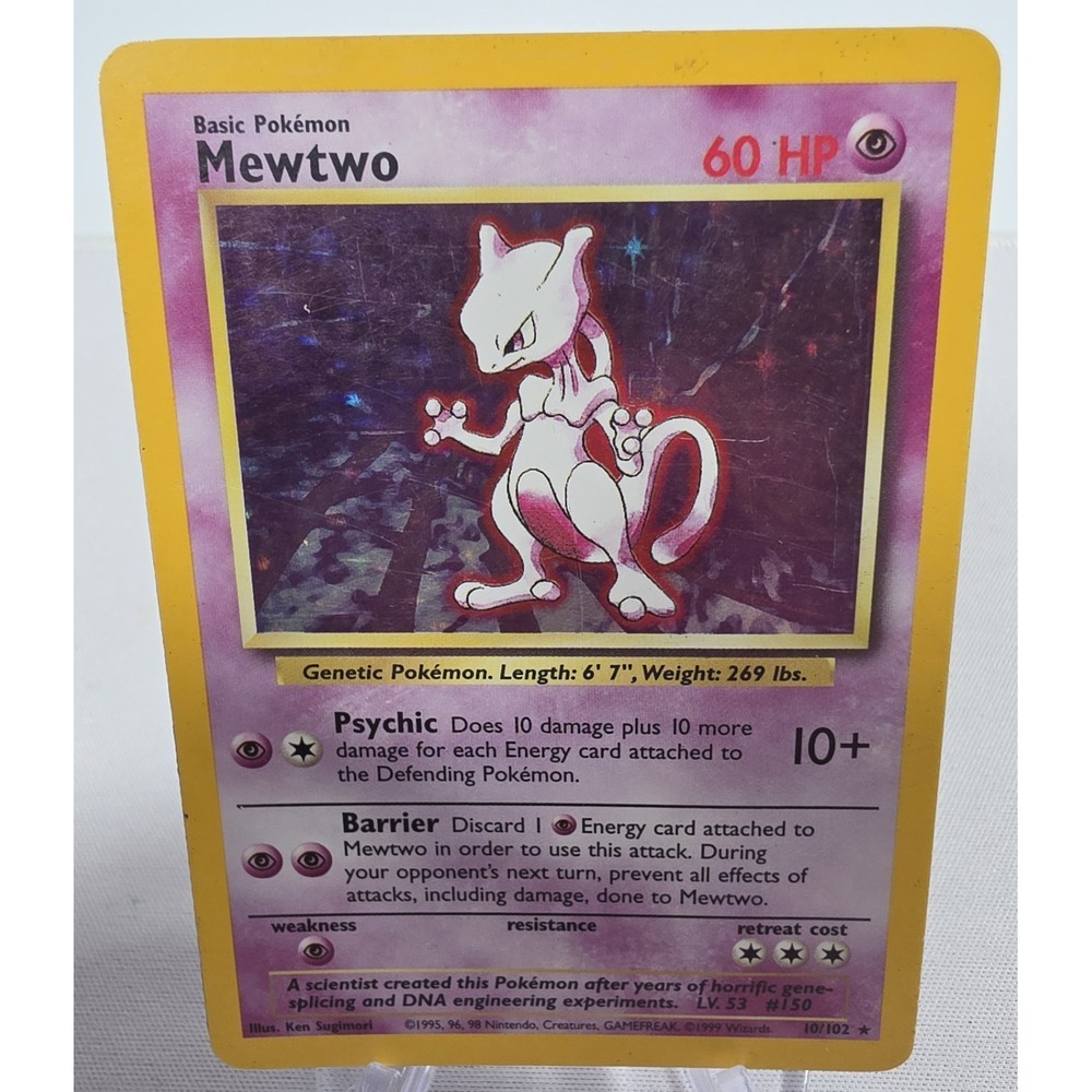 1999 POKEMON GAME BASE SET 10/102 MEWTWO HOLO - LP